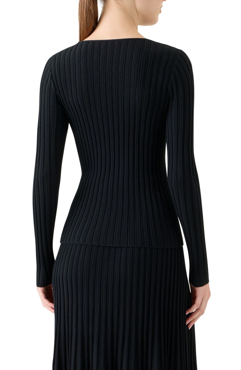 Akris punto Reversed Virgin Wool Rib Sweater, Alternate, color, Black