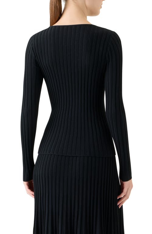 Akris Punto Reversed Virgin Wool Rib Sweater In Black