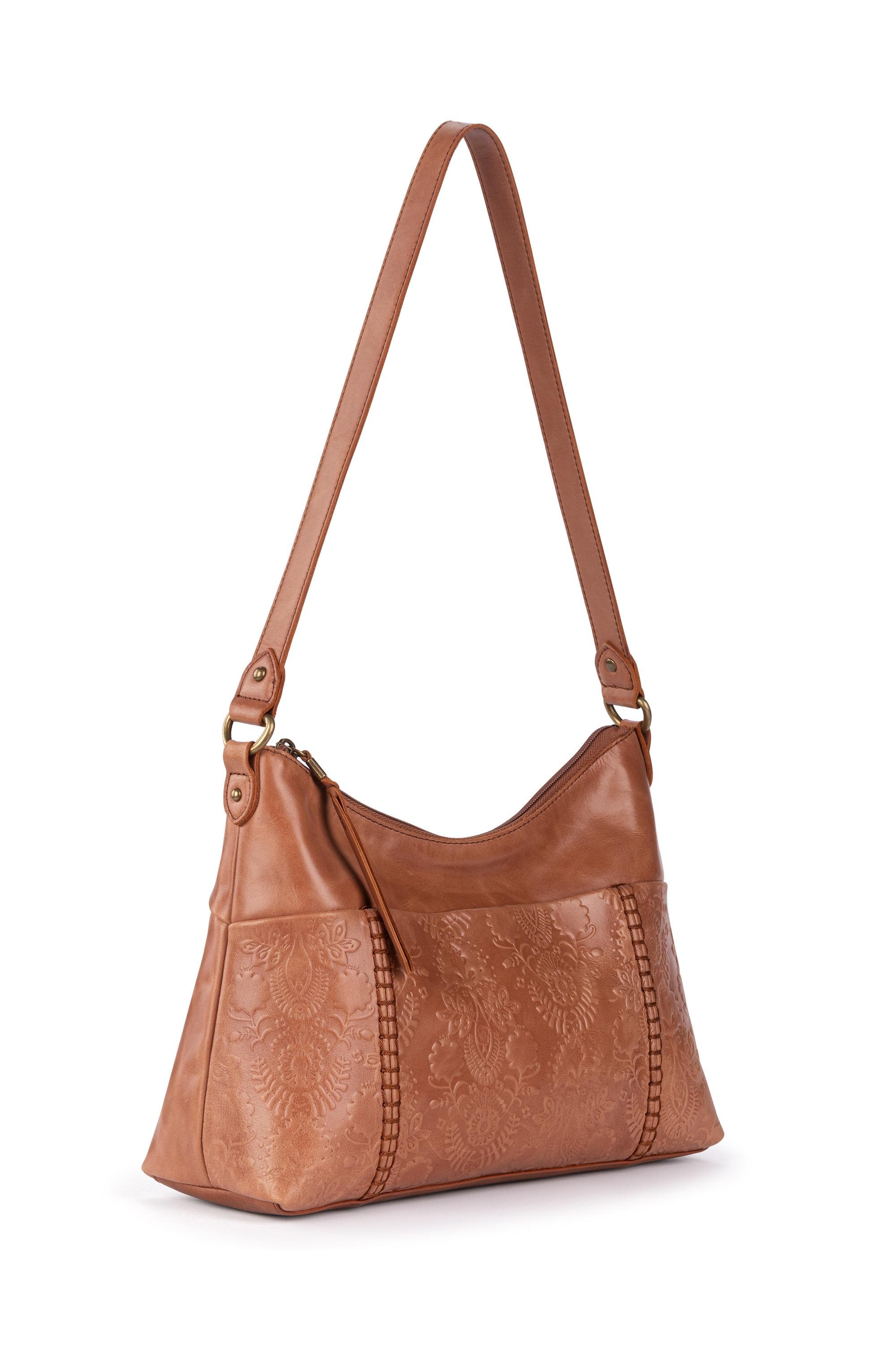 Melrose Leather Shoulder Bag, Alternate, color, Tobacco Floral Emboss