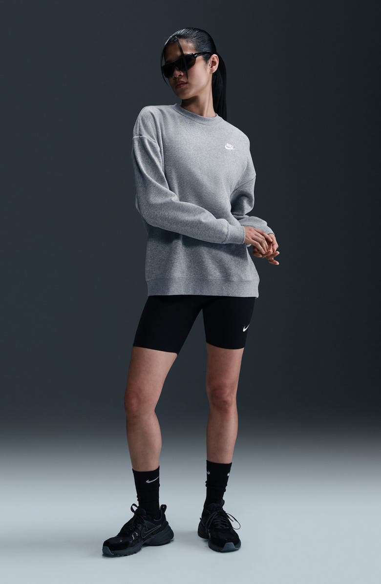 Nike Club Fleece Loose Fit Crewneck Sweatshirt, Alternate, color, 063 063 D Gr H/White