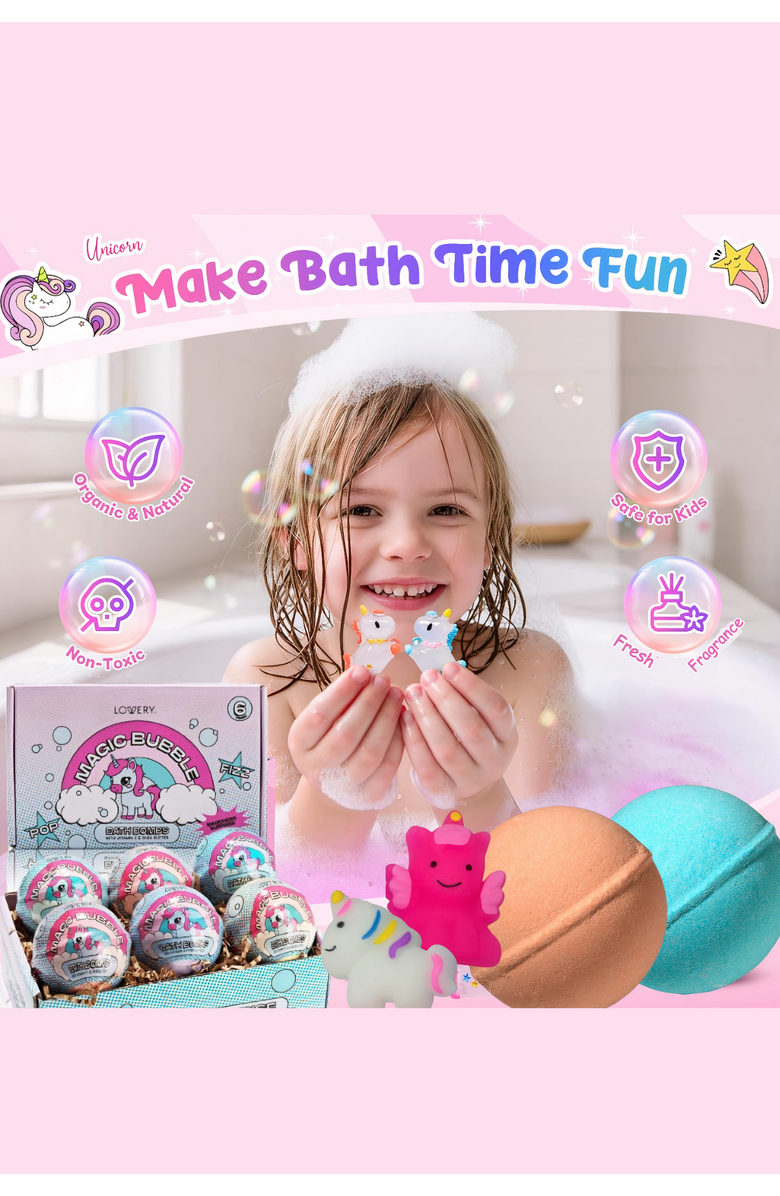 Lovery 12-Pc. Unicorn Bath Bombs Gift Set with Surprise Toy, Alternate, color, Multicolor