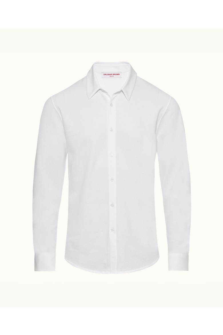 Giles Pique Classic Collar Cotton Pique Shirt, Alternate, color, White