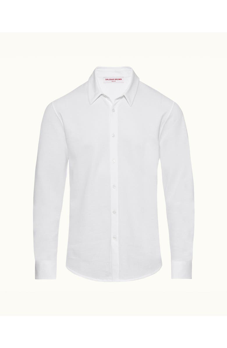 Orlebar Brown Giles Pique Classic Collar Cotton Pique Shirt, Alternate, color, White
