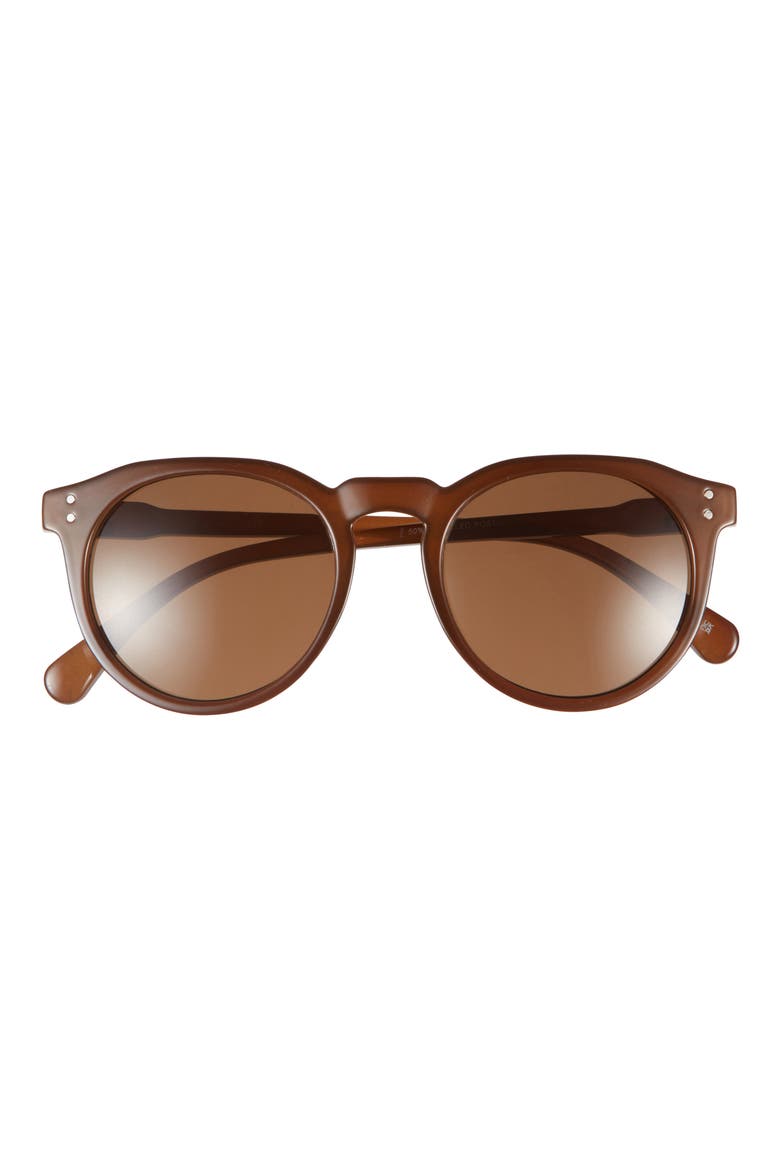 Nucleus V2 53mm Round Sunglasses, Main, color, KHAKI / BROWN MONO