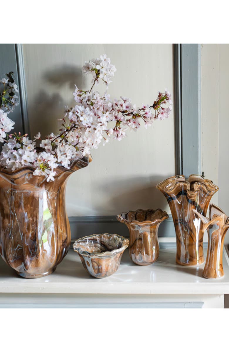 VIETRI Onda Small Rimmed Glass Bowl, Alternate, color, Brown