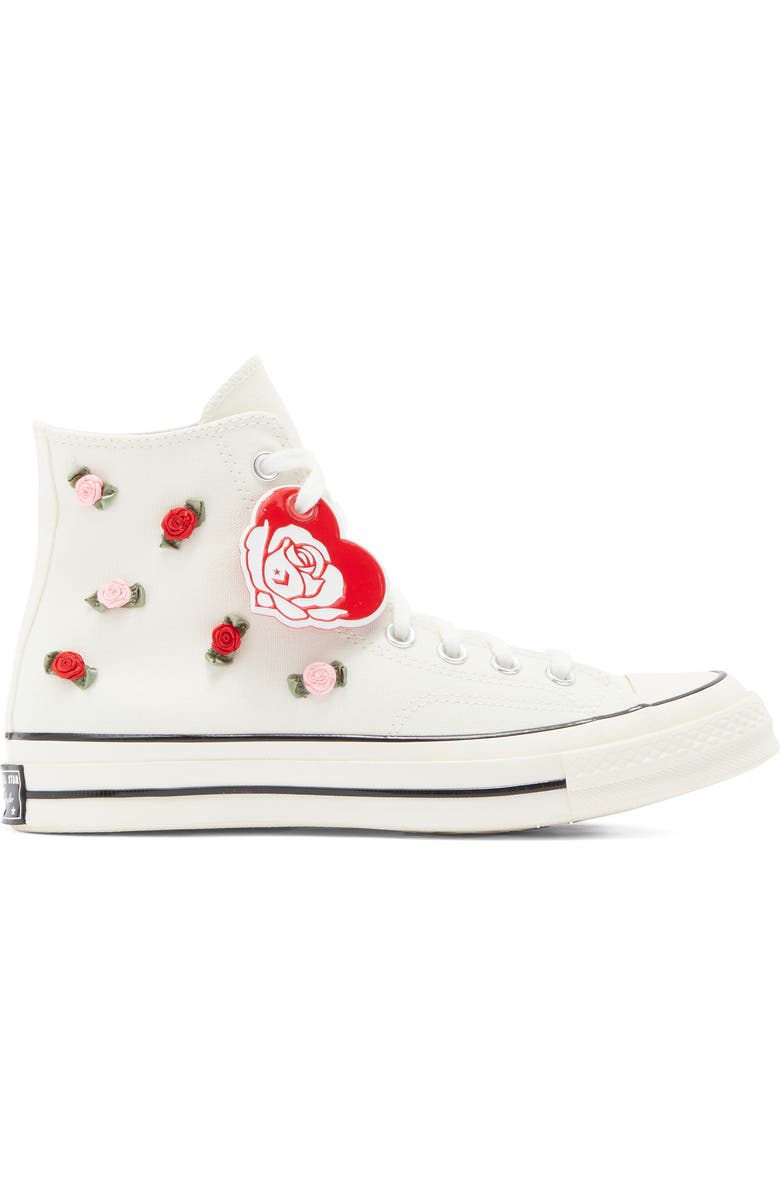 Converse Chuck 70 Hi High Top Sneaker, Alternate, color, Egret/ Red/ Lt Jellyfish