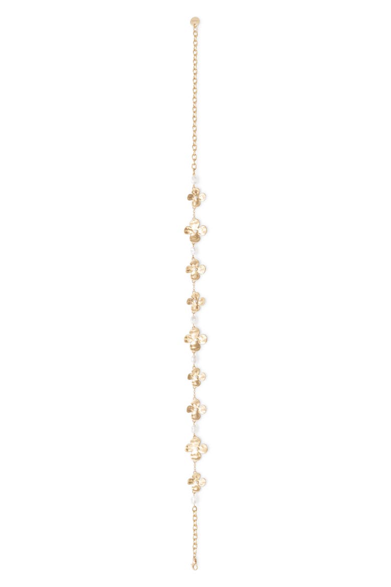 Lucky Imitation Pearl Floral Choker, Alternate, color, BRUSHED BRASS