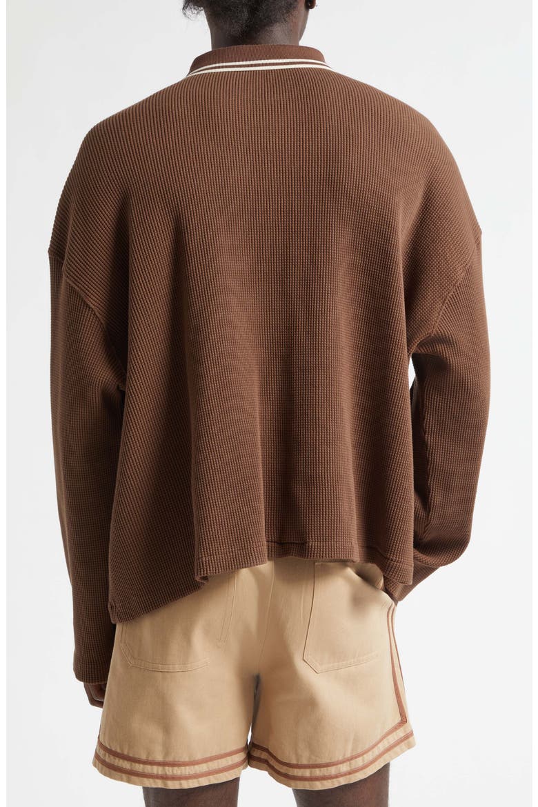Geneva Waffle Knit Cotton Polo, Alternate, color, DARK BROWN