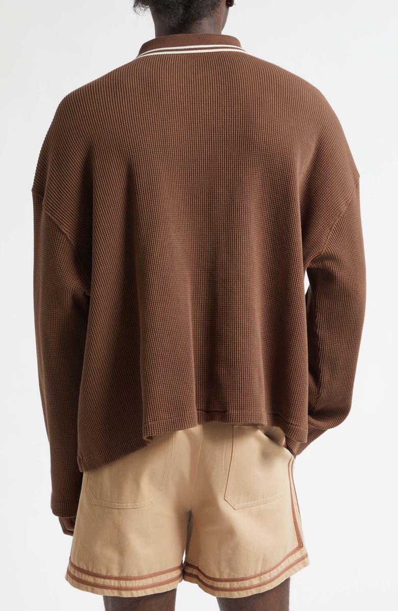 Bode Geneva Waffle Knit Cotton Polo, Alternate, color, Dark Brown