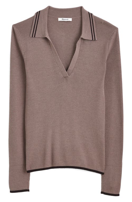 Madewell Johnny-collar Long-sleeve Sweater Top In Gray