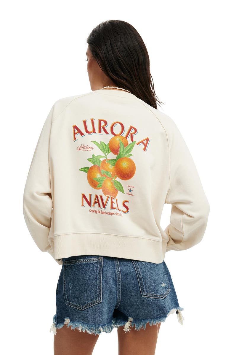 Cotton On Women's Classic Fleece Graphic Raglan Crew Sweatshirt, Alternate, color,