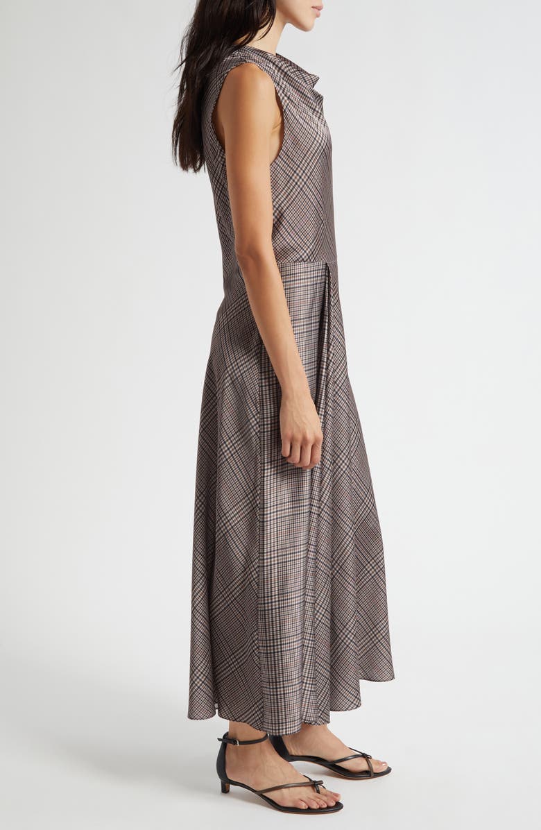 Vince Pressed Plaid Cowl Neck Maxi Dress, Alternate, color, Brown Multi Plaid