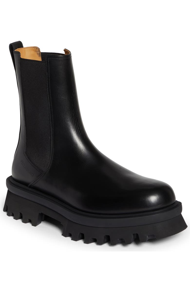 FERRAGAMO Flash Lug Sole Chelsea Boot, Main, color,