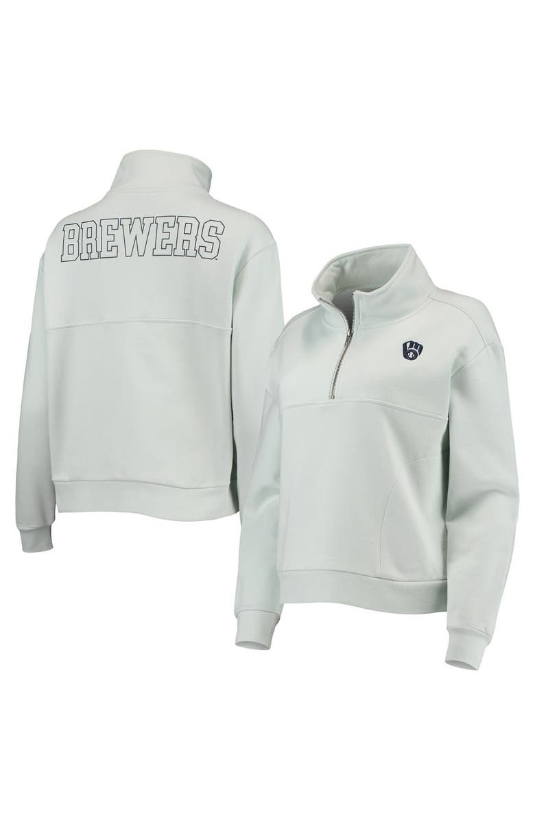 THE WILD COLLECTIVE Women's The Wild Collective Light Blue Milwaukee Brewers Two-Hit Quarter-Zip Pullover Top, Main, color, 