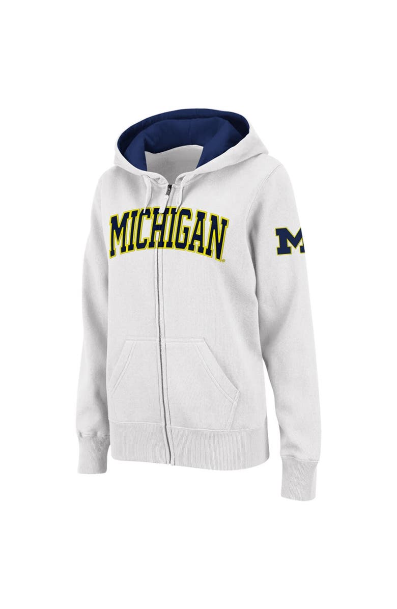 COLOSSEUM Women's Stadium Athletic White Michigan Wolverines Arched Name Full-Zip Hoodie, Main, color, White