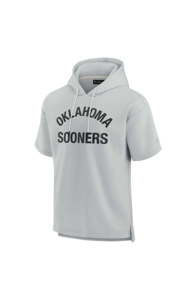 Fanatics Signature Unisex Fanatics Gray Oklahoma Sooners Elements Super Soft Fleece Short Sleeve Pullover Hoodie, Alternate, color, Gray
