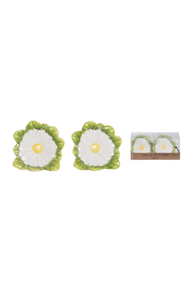 Dolomite Daisy Salt and Pepper Set of 2 Multicolored for Spring Serving and Entertaining, Main, color, Multicolored