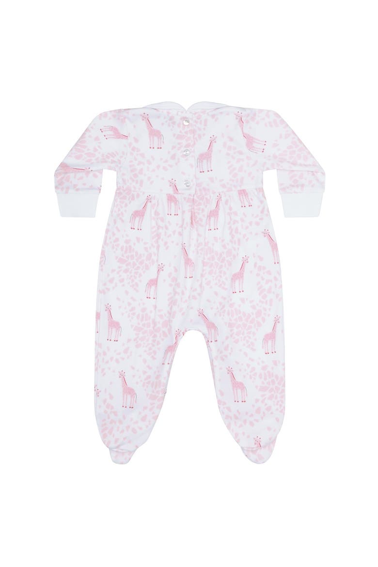 Pink Giraffe Print Smocked Footie - Baby, Alternate, color, Pink
