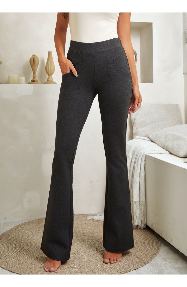 Betabrand Journey DPYP Dress Pant Yoga Pant Bootcut, Alternate, color, Charcoal