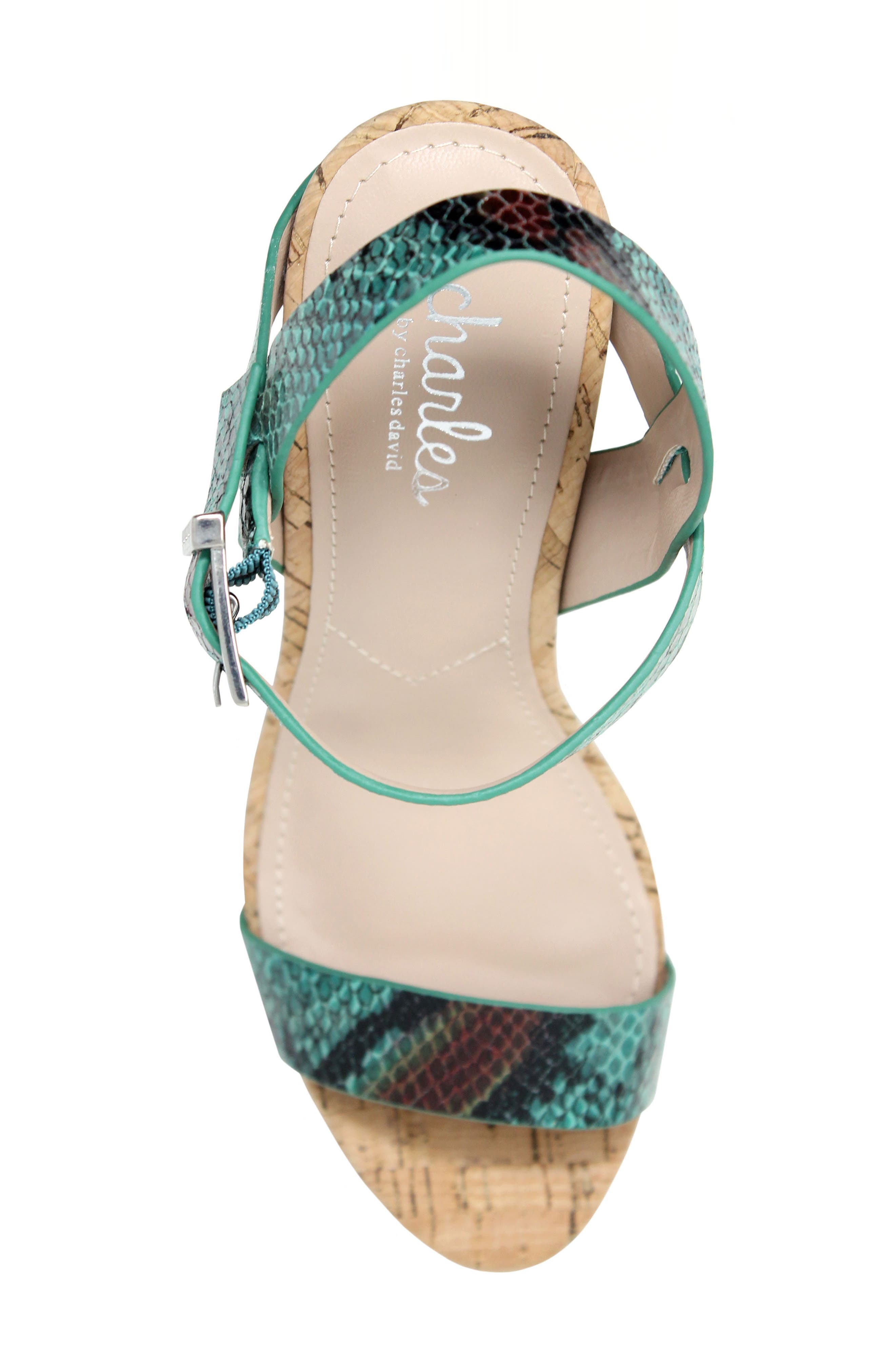 Army Wedge Sandal, Alternate, color, TURQUOISE/ BROWN FAUX LEATHER