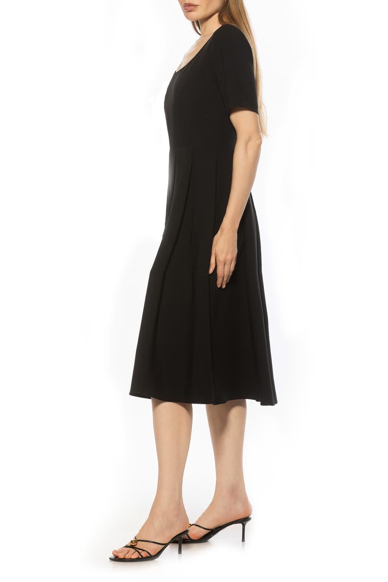 Imani Pleated Short Sleeve Dress, Alternate, color, BLACK