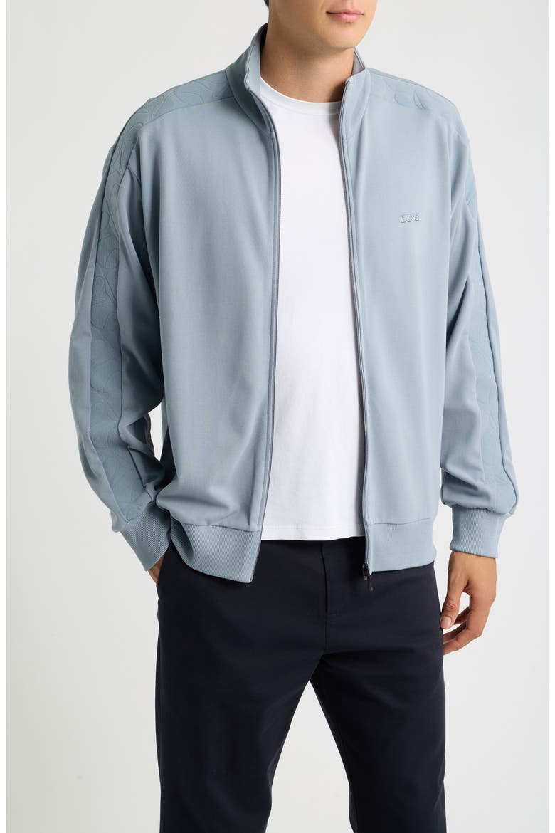 Union Tape Full Zip Sweatshirt, Main, color, DARK GREY