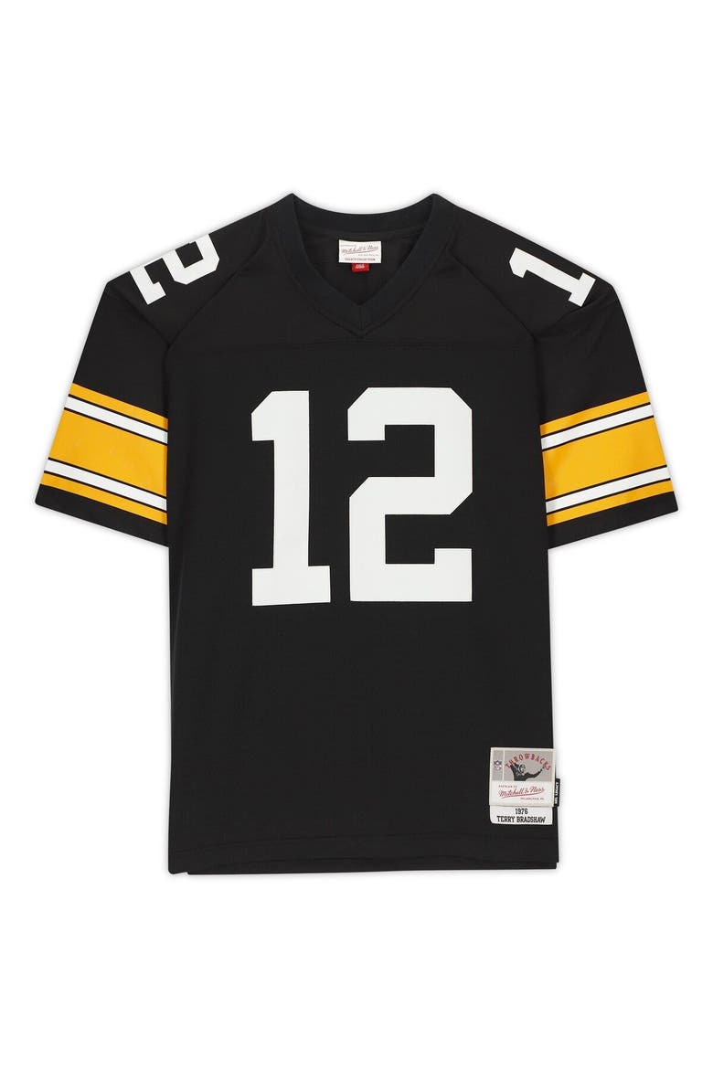Terry Bradshaw Pittsburgh Steelers Autographed Mitchell & Ness Throwback Black Replica Jersey, Alternate, color, Black