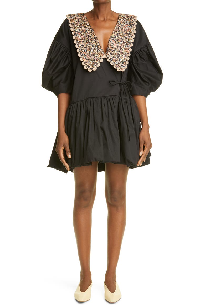 Victoria Wrap Dress with Overlay, Main, color, BLACK