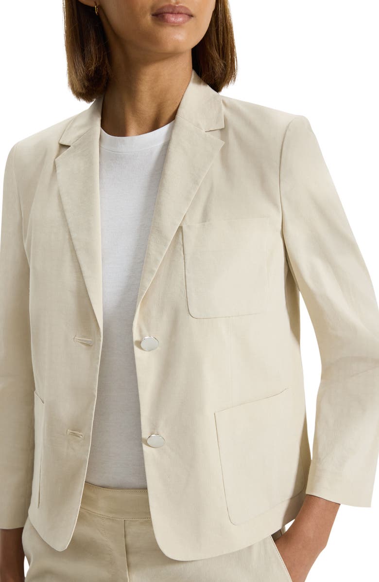 Theory Good Shrunken Linen Blend Blazer, Main, color, Straw