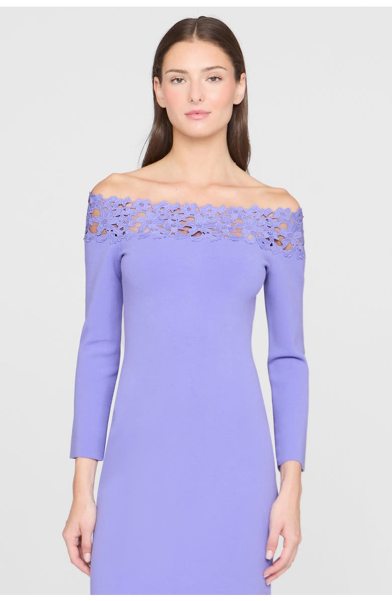 Theia Sia Knit And Lace Midi Dress, Alternate, color, Deep Periwinkle