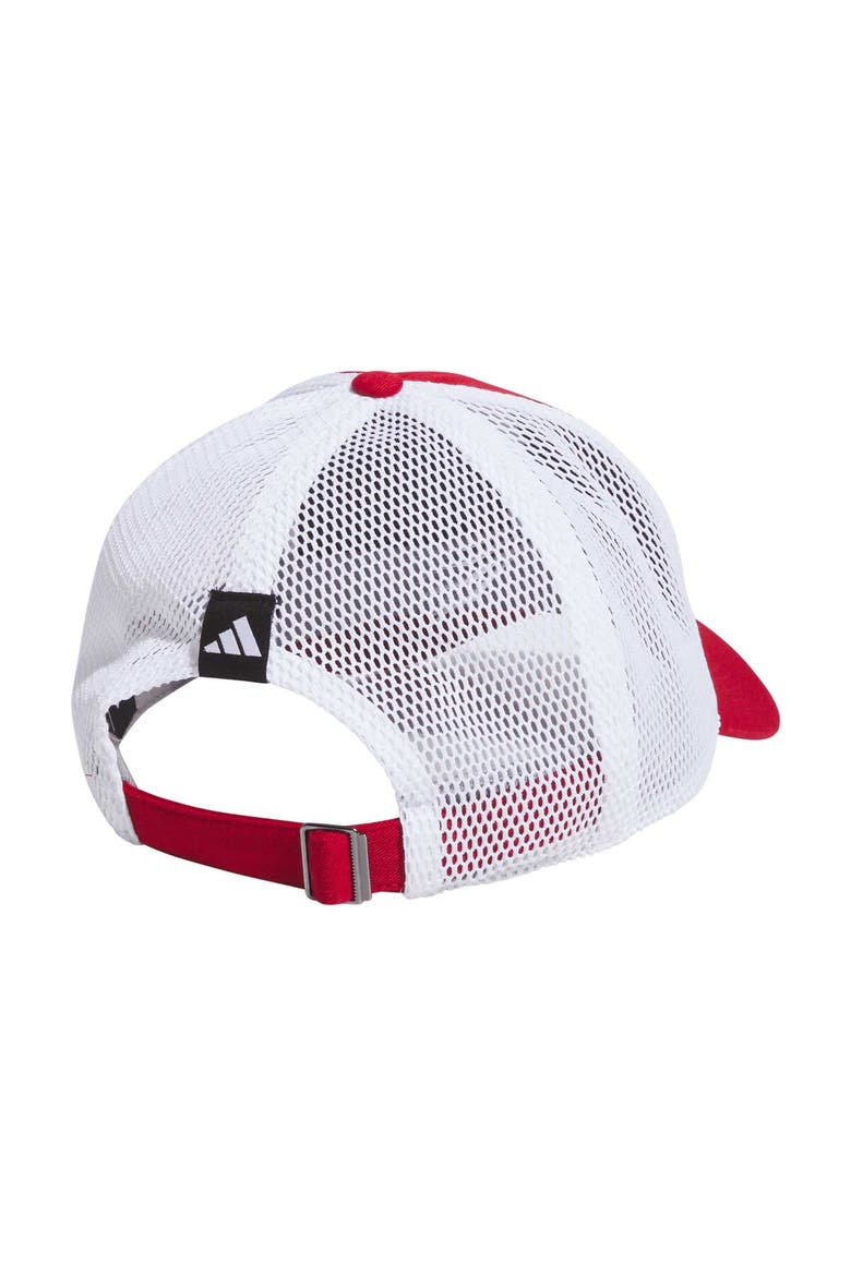 Men's adidas Scarlet Nebraska Huskers Mascot Slouch Trucker Adjustable Hat, Alternate, color, Scarlet