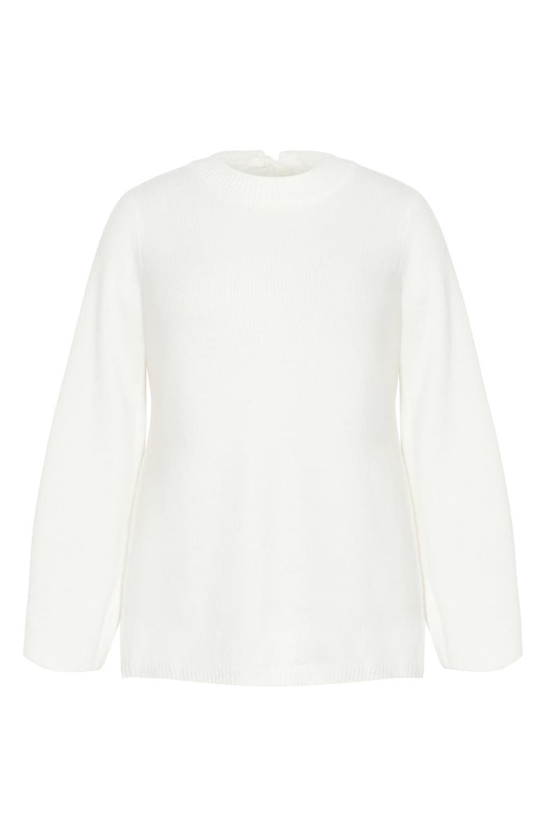 City Chic Bow Back Bell Sleeve Sweater, Alternate, color, Ivory