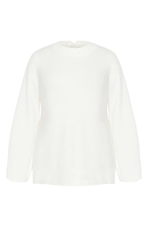City Chic Bow Back Bell Sleeve Sweater In White
