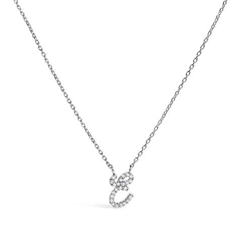 10K Gold Diamond Accent  A-Z Initial Script Style Pendant Necklace