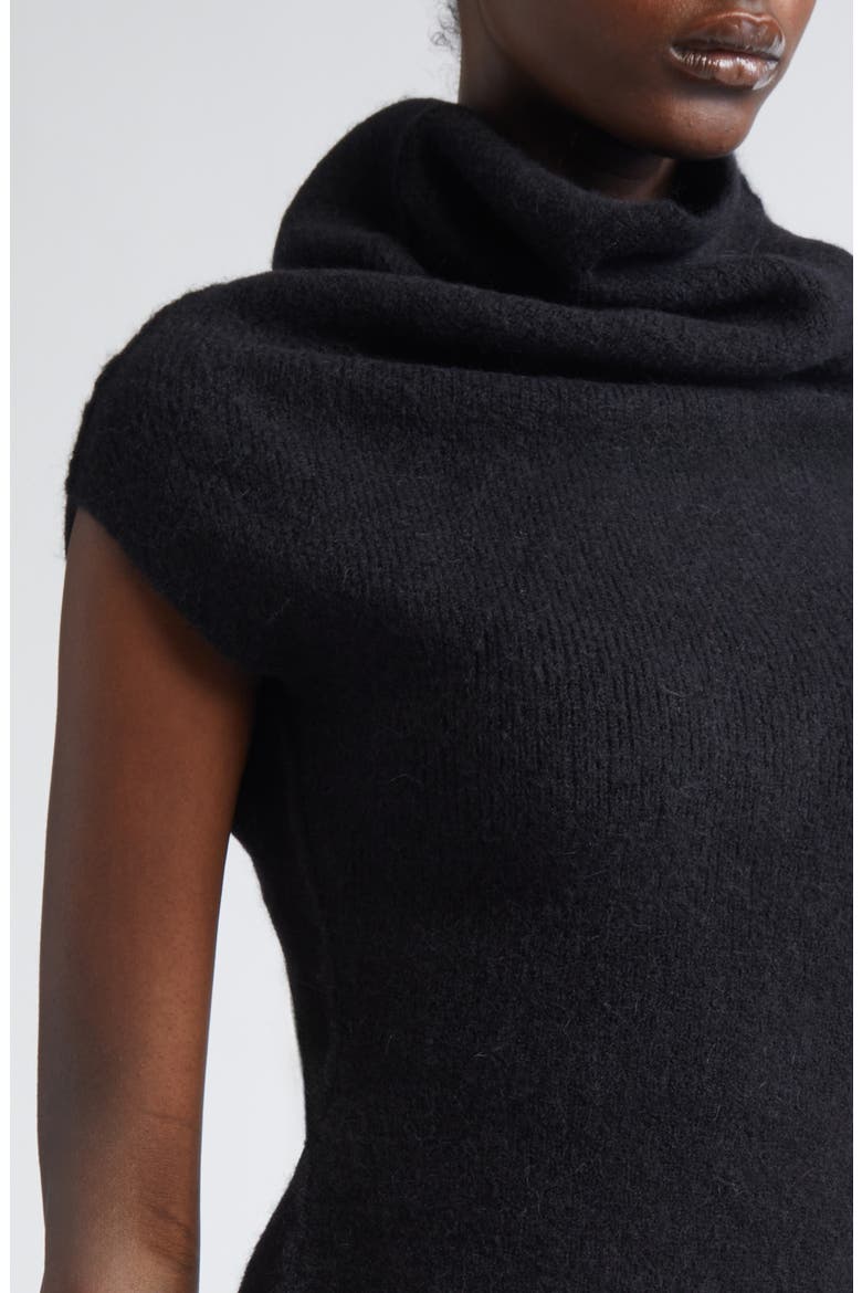 Crater Alpaca & Wool Blend Funnel Neck Sweater, Alternate, color, BLACK