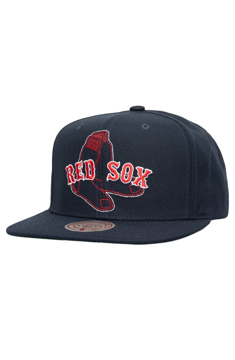 Mitchell & Ness Men's Mitchell & Ness Navy Boston Red Sox Double Up Snapback Hat, Main, color, Navy
