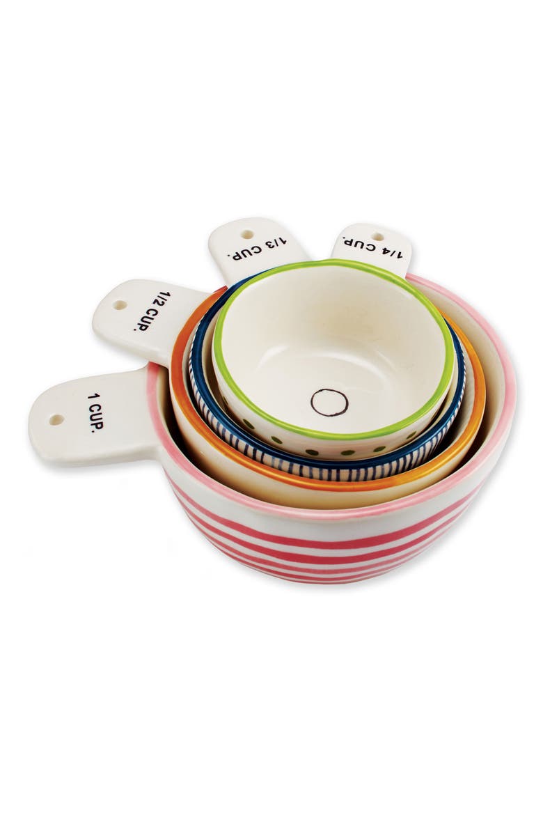 Set of 4 Ceramic Measuring Cups, Main, color, WHITE