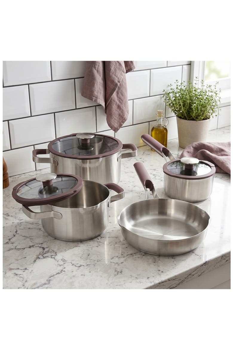Elements 18/10 Stainless Steel 1.5-Quart Saucepan with Glass Lid, Alternate, color, PURPLE