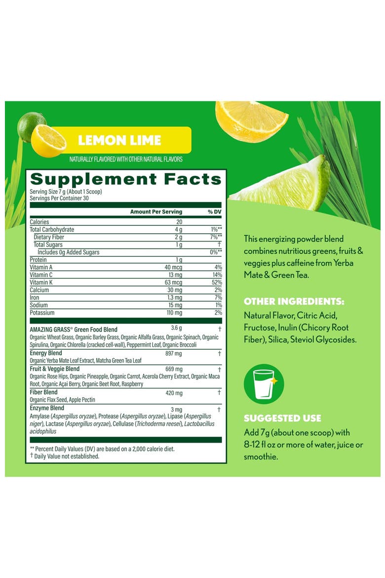 Greens Blend Superfood Energy Lemon-Lime Powder, Alternate, color, None