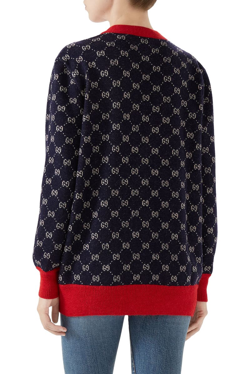 Gucci GG Logo Jacquard Cardigan, Alternate, color, 
