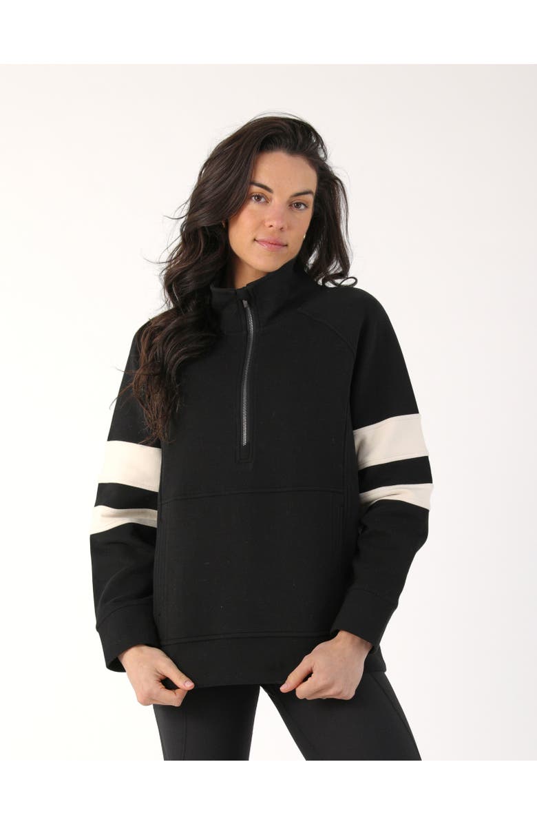 GLYDER Prodigous Scuba Knit 1/4 Zip Up Jacket, Main, color, Black/Oatmilk