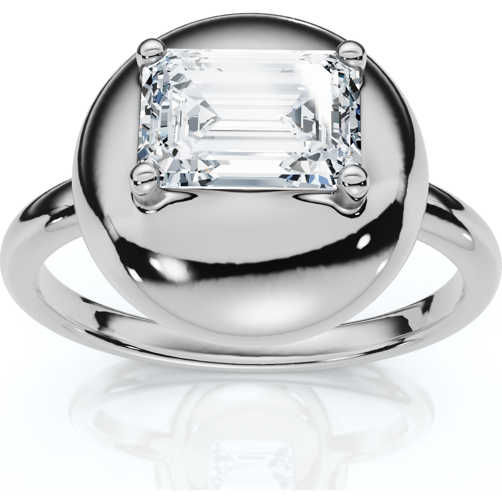 Bliss Diamond 1ct Emerald Cut Solitaire Candy Button Diamond Ring 14k Gold Or Pt Lab Grown In Silver