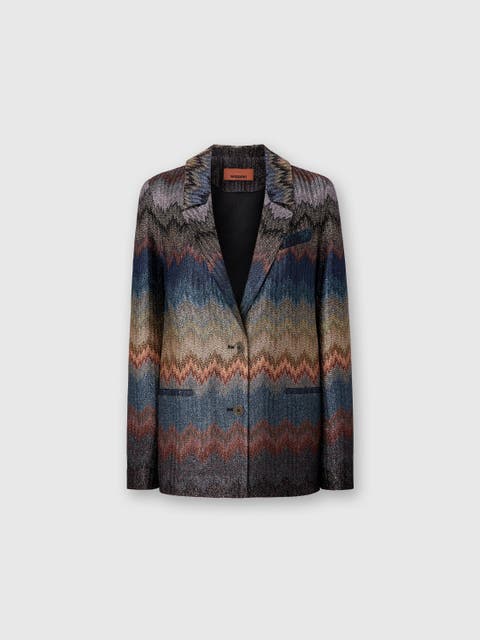 Single-breasted Blazer With Snake Pattern And Lamé Threads