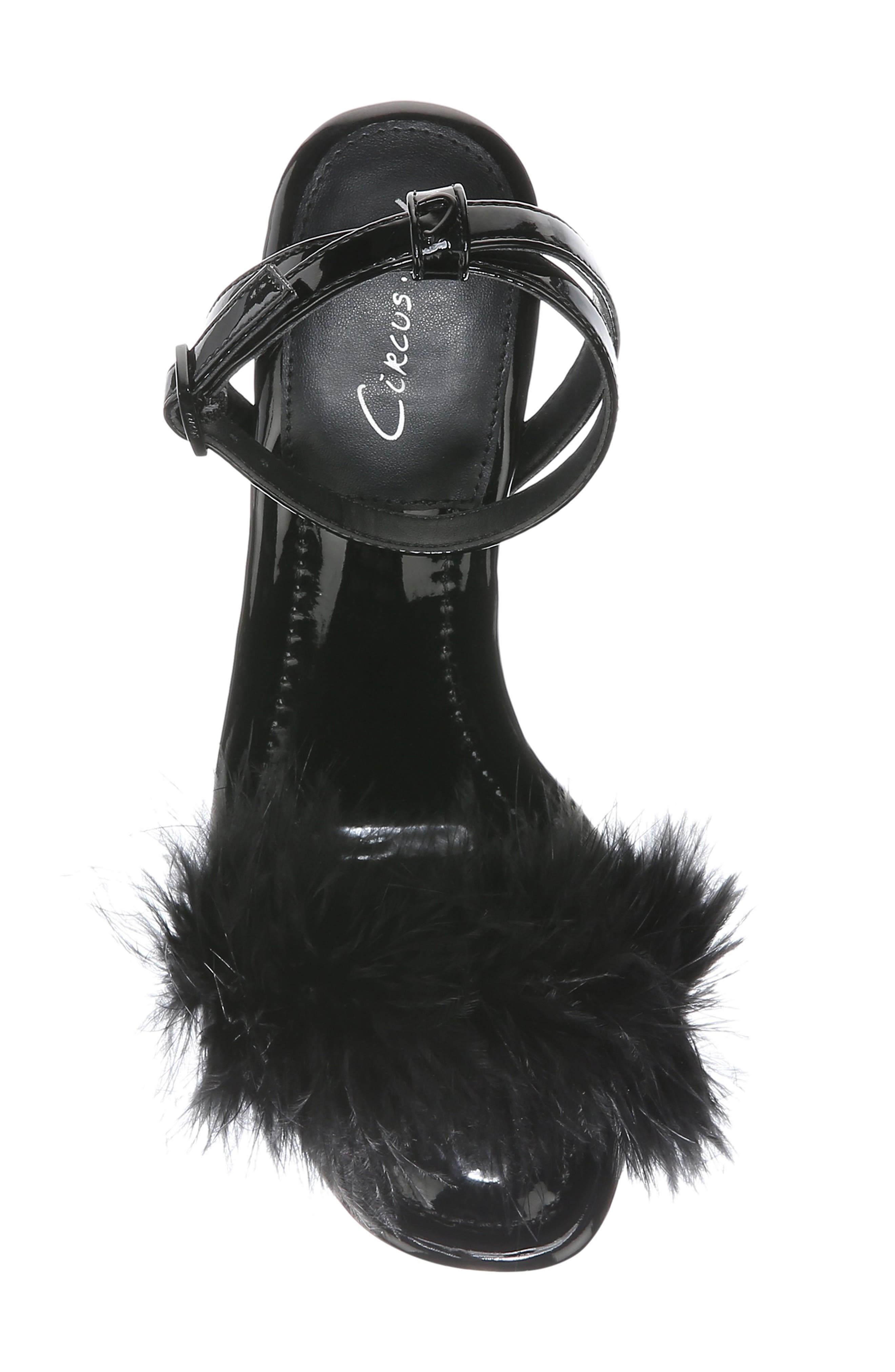 Circus NY by Sam Edelman Brenna Feather Ankle Strap Sandal, Alternate, color, Black