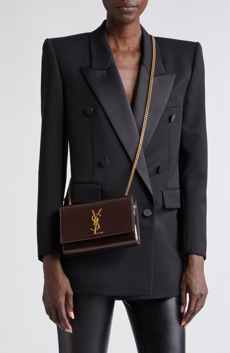 Saint Laurent Small Kate Patent Leather Crossbody Bag, Alternate, color,