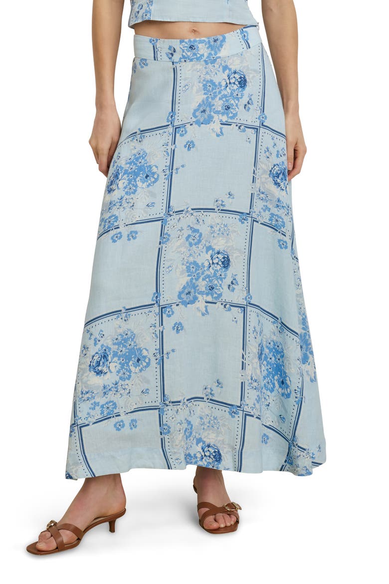 There For You Linen Maxi Skirt, Main, color, FLORAL SCARF