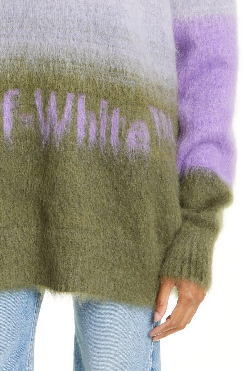 Off-White Helvetica Logo Mohair Blend Sweater, Alternate, color, 