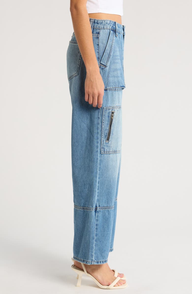 HIDDEN JEANS Fashion Low Rise Cargo Wide Leg Jeans, Alternate, color, Medium Wash
