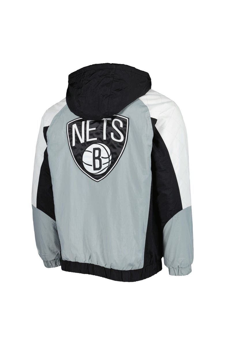 STARTER Men's Starter Black Brooklyn Nets Body Check Raglan Hoodie Half-Zip Jacket, Alternate, color, Black