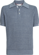 Brunello Cucinelli Half English rib knit polo